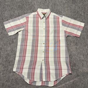 Vintage Oakton Limited Shirt Mens Medium Plaid Short Sleeve Made In USA 80s